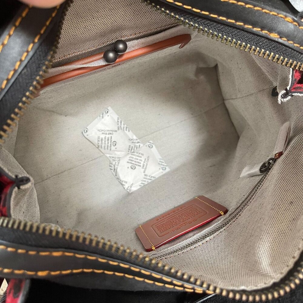 Coach 1941 Rogue 30 Embellished Patchwork Whipstitch Mixed Leather Bag Red Multi - Picture 9 of 12